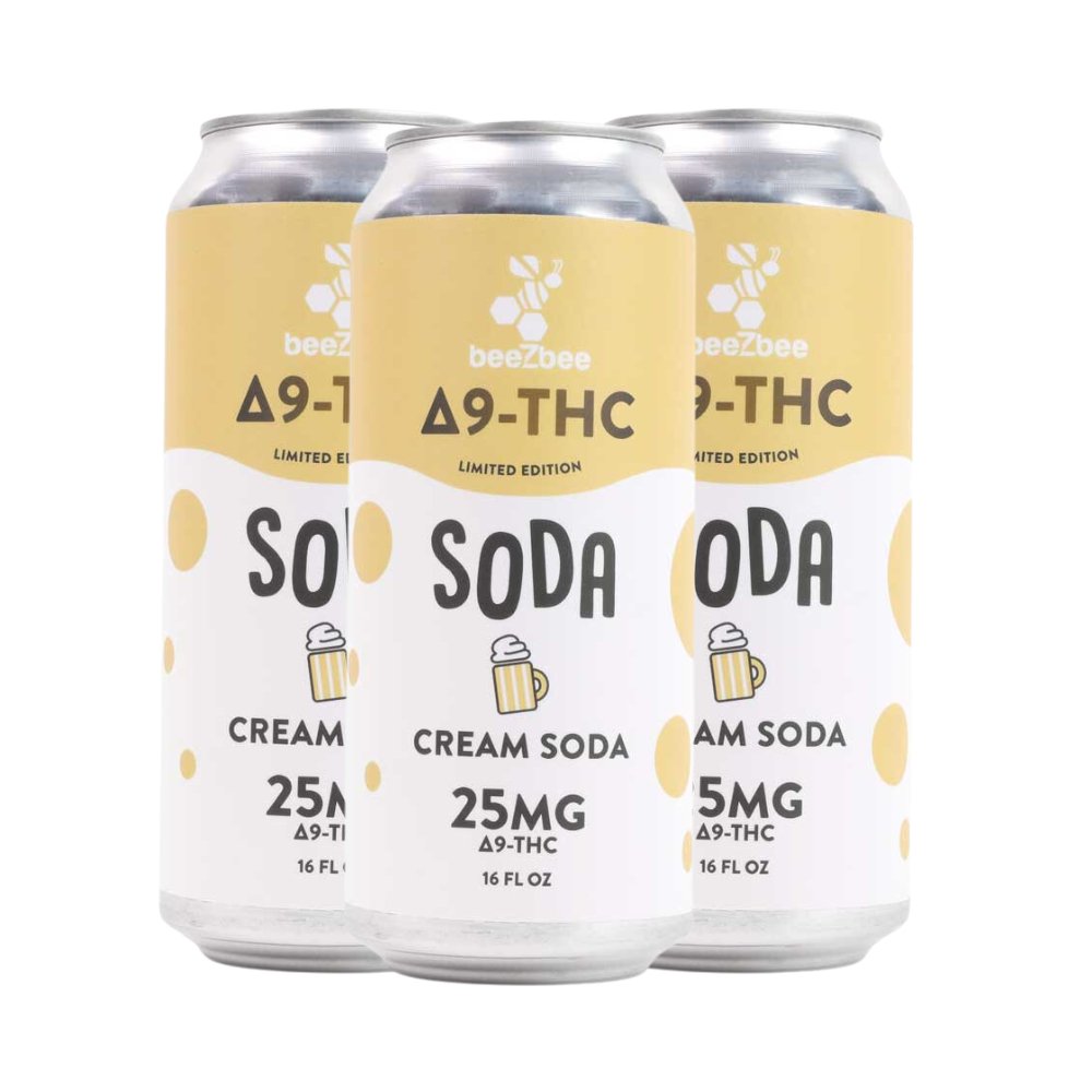 Delta-9 THC Soda in Limited Edition Cream Soda, 4 Pack – beeZbee