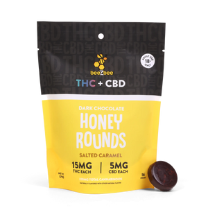 THC CBD dark chocolate honey rounds with salted caramel